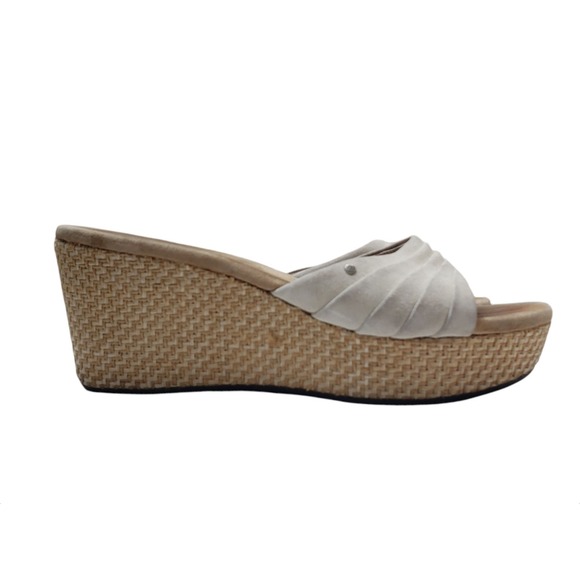 Ugg Women's Size 9.5 Espadrille Wedge Sandal Ivory Cream Suede Slip On Shoes *** - Picture 1 of 10